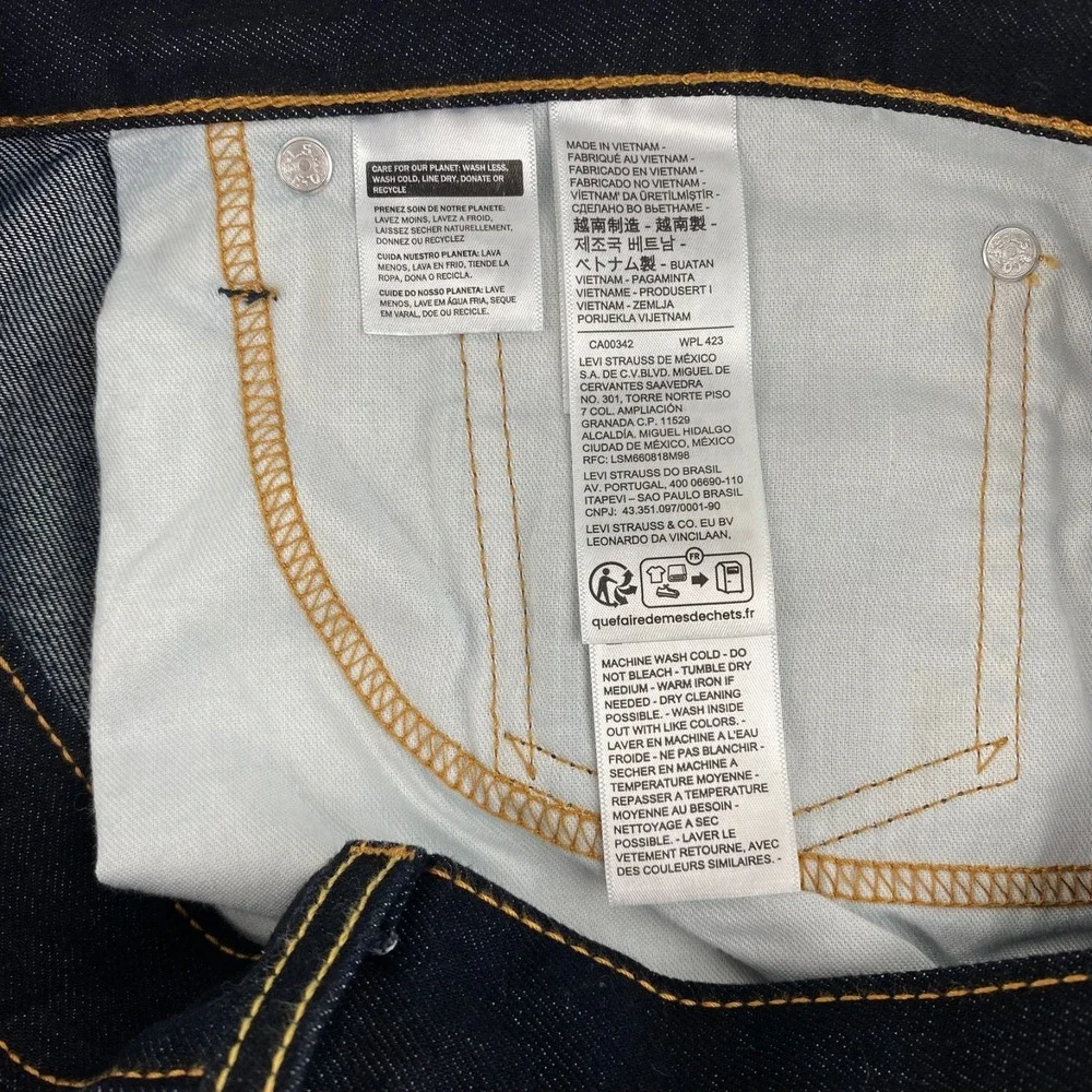 New Levis 512 Denim Jeans Men's 34 x 32 Dark Blue Taper Pants Cotton Blend, Fine